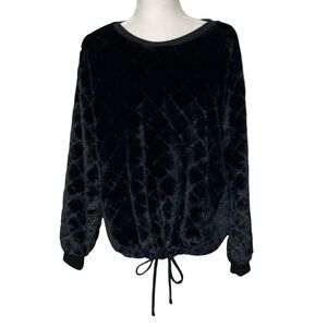 Steve Madden Faux Fur Black Pullover Long Sleeve Warm Shirt  Top Women Size XXL